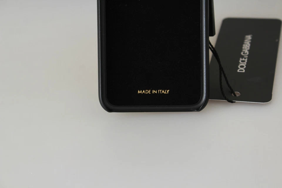 Funda Teléfono DOLCE & GABBANA Patrón Cuero Negro Cristal Logo iPhone 8 PVP $250 Foto 4 de 4