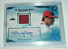 TONY LARUSSA 2019 IN THE GAME 2-COLOR GAME USED JERSEY AUTO 5/9 SIGNED CARD