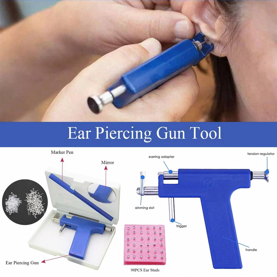 24-208Pcs Piercing Gun Tool Kit Body Ear Nose Navel Lips Tongue Studs Piercer US - Image 3 of 4