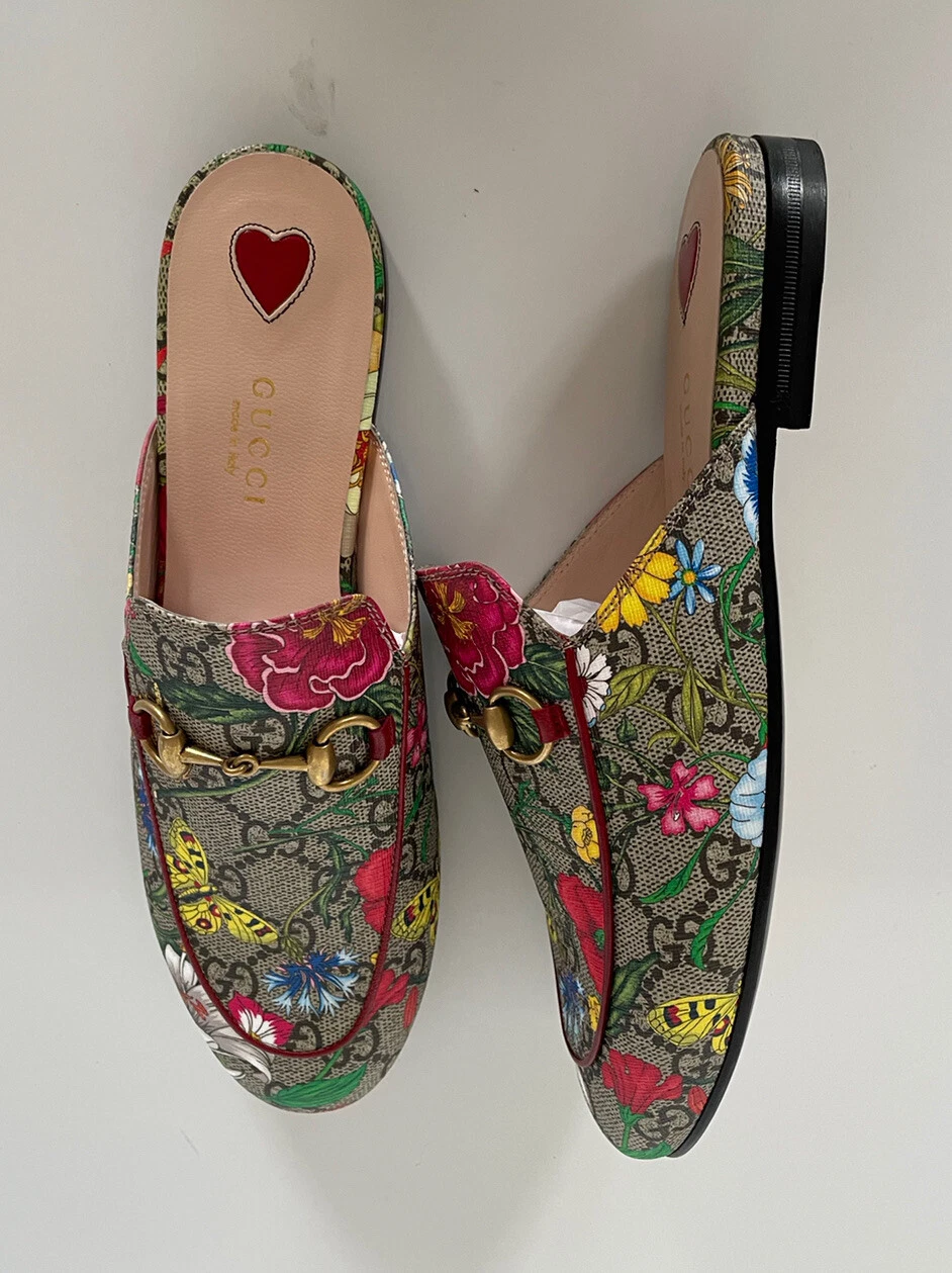 Sandales femme Gucci Horsebit à enfiler GG Supreme Floral 6 US (36 EU) 432772 neuves dans leur boîte