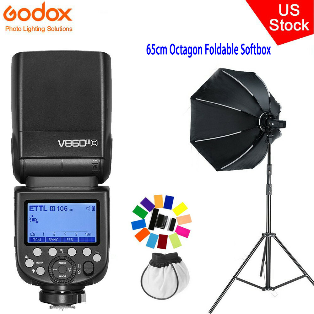 US Godox V860III-C TTL HSS Flash Speedlite+65cm Foldable Softbox 