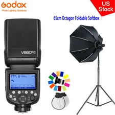 US Godox V860III-C TTL HSS Flash Speedlite+65cm Foldable Softbox Stand For Canon