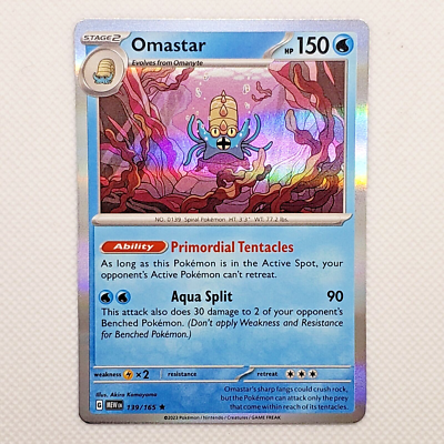 Pokemon Omastar 139/165 Holo Rare Scarlet Violet 151 TCG FRESH