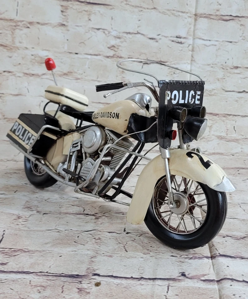Harley Davidson Police Motocicleta Modelo 1978 Hecho a mano Antiguo Arte Decoración Foto 4 de 4