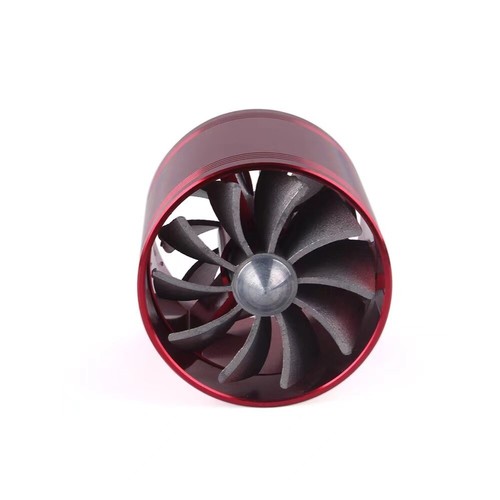 Car Turbo Supercharger Air Intake Double Fan Turbo Gas Fuel Aluminum Alloy - Picture 8 of 11