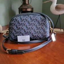 Coach Madi Dome Crossbody Monogram Coated Canvas & Blue Leather #CF343
