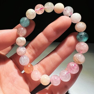 Rare NATURAL Clear Morgan Stone Elastic Single Strand Bracelet