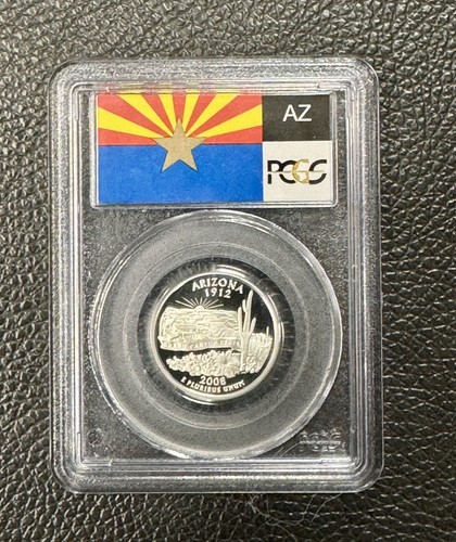 2008-S 25C Silver Arizona Flag Quarter PCGS PR70DCAM - Picture 2 of 2