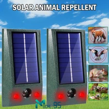 NEW Animal Repeller Ultrasonic Solar Power Outdoor Pest Cat Mice Deer Deterrent