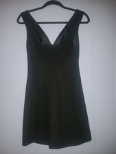 Black V-Neck Party/Cocktail Dress, Knee Length, 100% Wool 