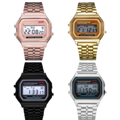 Digitale 12-24H LCD Metall Armbanduhr-Stoppuhr-Alarm-Herren/Damen-Quarz