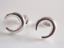 Crescent Moon Stud Earrings 925 Sterling Silver