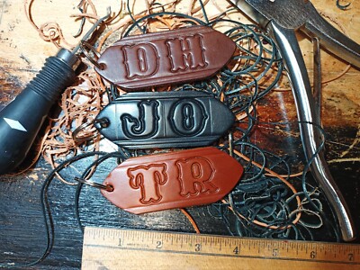 Leather Monogram Key Tag