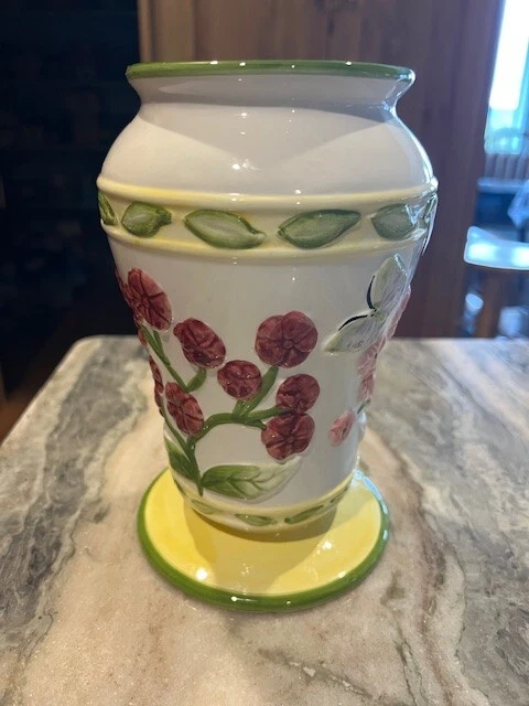 Jarrón/jarrón vintage de cerámica Gibson China floral mariposa 3D colorido - 8" de alto Foto 3 de 4