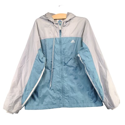 Adidas Men's Windbreaker Jacket Large Long Sleeve Multicolor Full Zip  Hooded