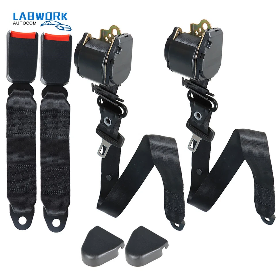 2 cinturones de seguridad retráctiles universales de 3 puntos aptos para Jeep CJ YJ Wrangler 1982-95 Foto 2 de 4