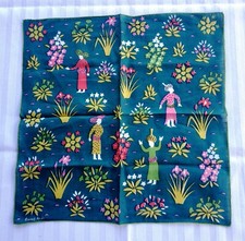 Vintage Midcentury Tammis Keefe Handkerchief - Southeast Asia Dancers