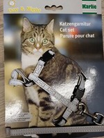 Katzengeschirr &Leine,Reflektierend, Geschirr,Karlie,Katzengarnitur,Nylon,Silber