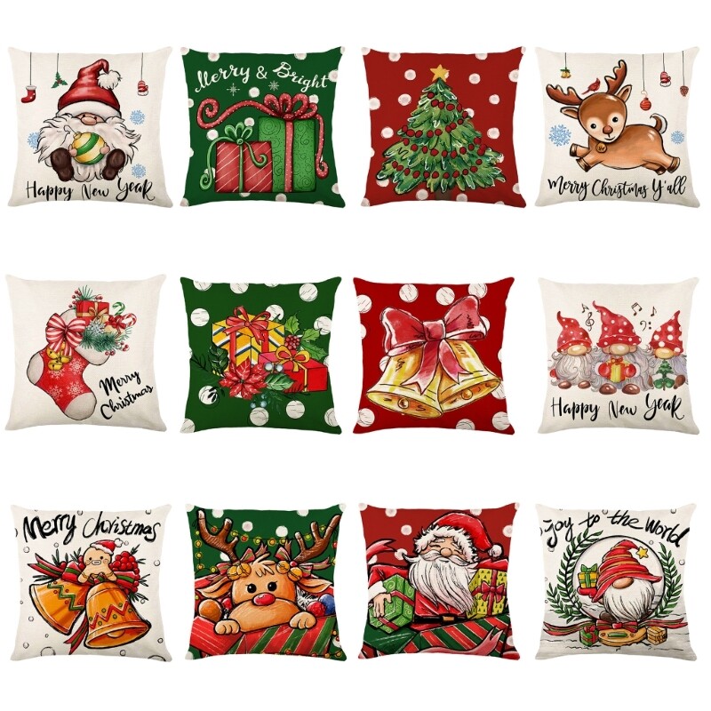 Christmas Gnome Pillow Cover Farmhouse Throw Pillow Covers Cushion Case for Sofa