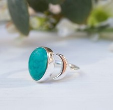 925 Sterling silver Natural Turquoise Ring Gemstone Women Jewelry For Her M 13