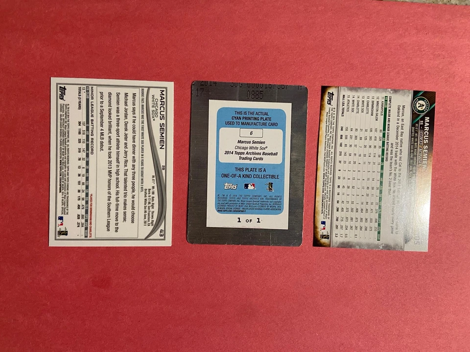Marcus Semien 2014 Topps Archives 1/1 Printing Plate Chrome RC Rookie 3 Card Lot - Image 2 of 2