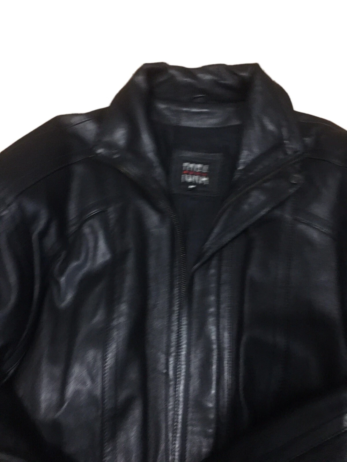 naga tora mens Black Business dress leather coat Mid Length 44” Vintage Medium image 3