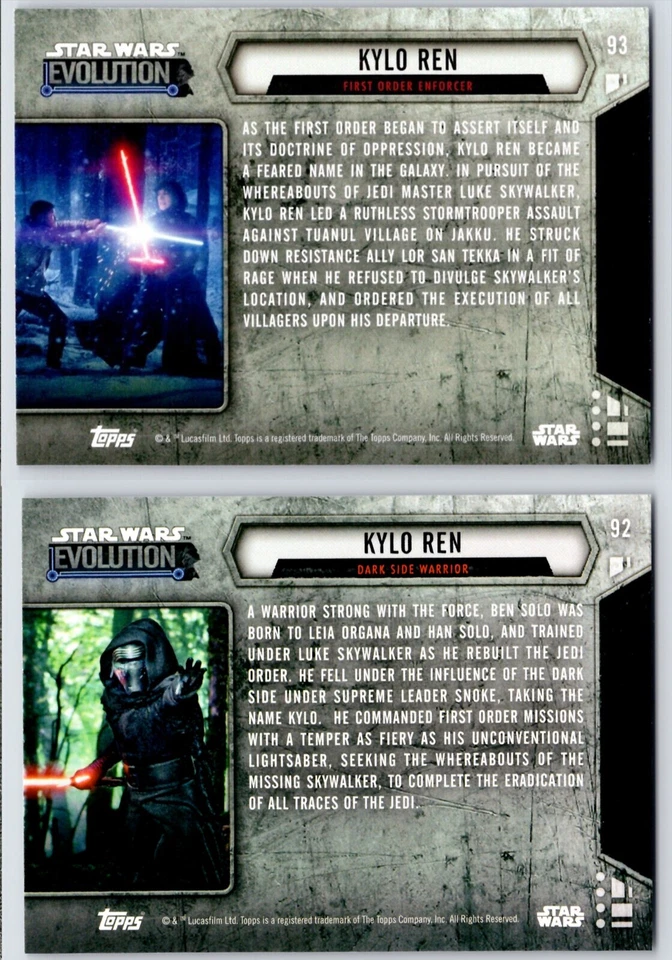 KYLO REN 2016 Star Wars Evolution Foil 92 - 93 - Image 2 of 2