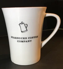 Starbucks Coffee Co White Yellow Interior Percolator Pot 12 oz Coffee Cup - 2006