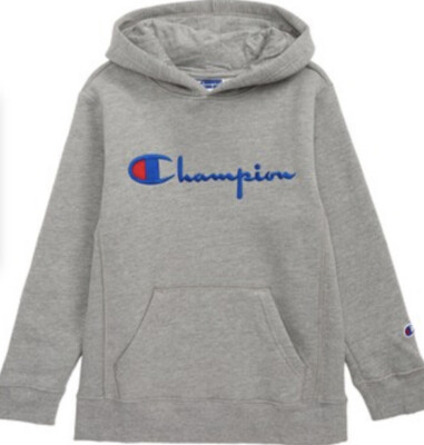 Champion Kids' Embroidered Premium Fleece Hoodie in Grey Heather