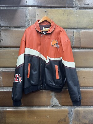 Vintage Cleveland Browns NFL Jeff Hamilton Racing Leather Jacket