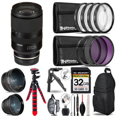 Tamron 17-70mm f/2.8 III RXD Lens for FUJIFILM, 3 Lenses+Tripod +Backpack - 32GB