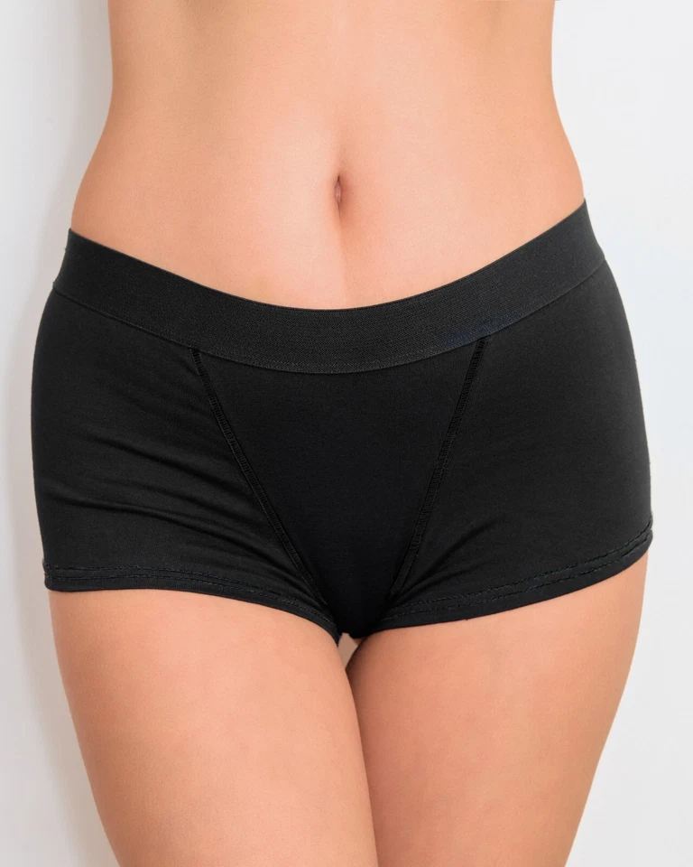 Paquete de 5 calzoncillos boxer transpirables de algodón bragas cortas para mujer Nabtos negras Foto 2 de 4