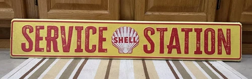 Shell Service Station Metal Sign Garage Shop Parts Vintage Style Wall Decor 36”