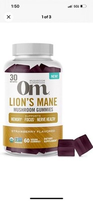 OM Mushroom Superfood, Lion's Mane Gummies, Memory, Focus, Clarity, Nerve Health