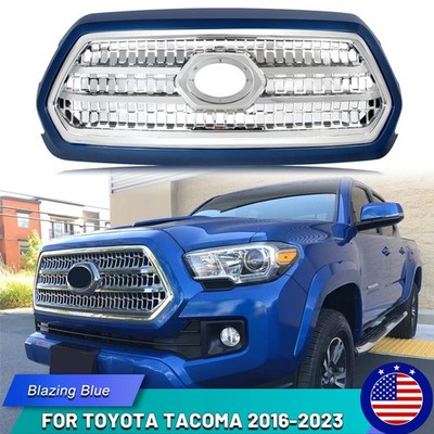 Front Bumper Upper Grille Grill Blazing Blue&Chrome For Toyota Tacoma 2016-2023