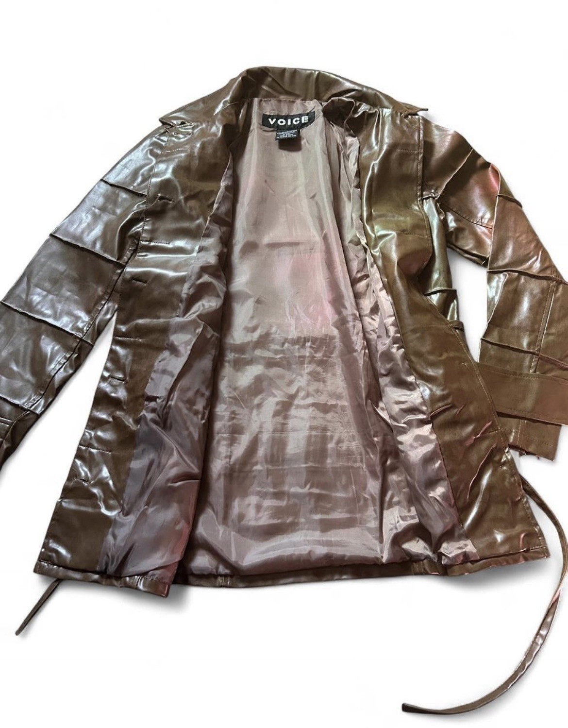 Y2K Patchwork “Leather” Brown Jacket Size small - image 6