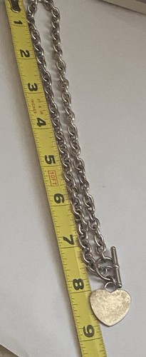 Sterling Silver Heart Pendant Choker Necklace - Picture 5 of 8