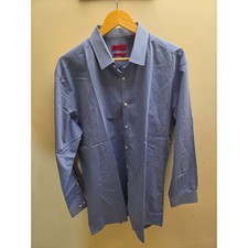 HUGO Hugo Boss Mens Slim Fit Dress Shirt Blue Micro Pattern Size 17 32/33