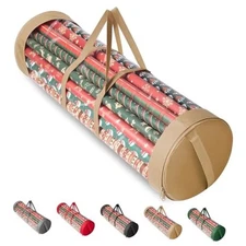 Christmas Wrapping Paper Organizer Storage, 41" Gift Wrapping Paper Golden