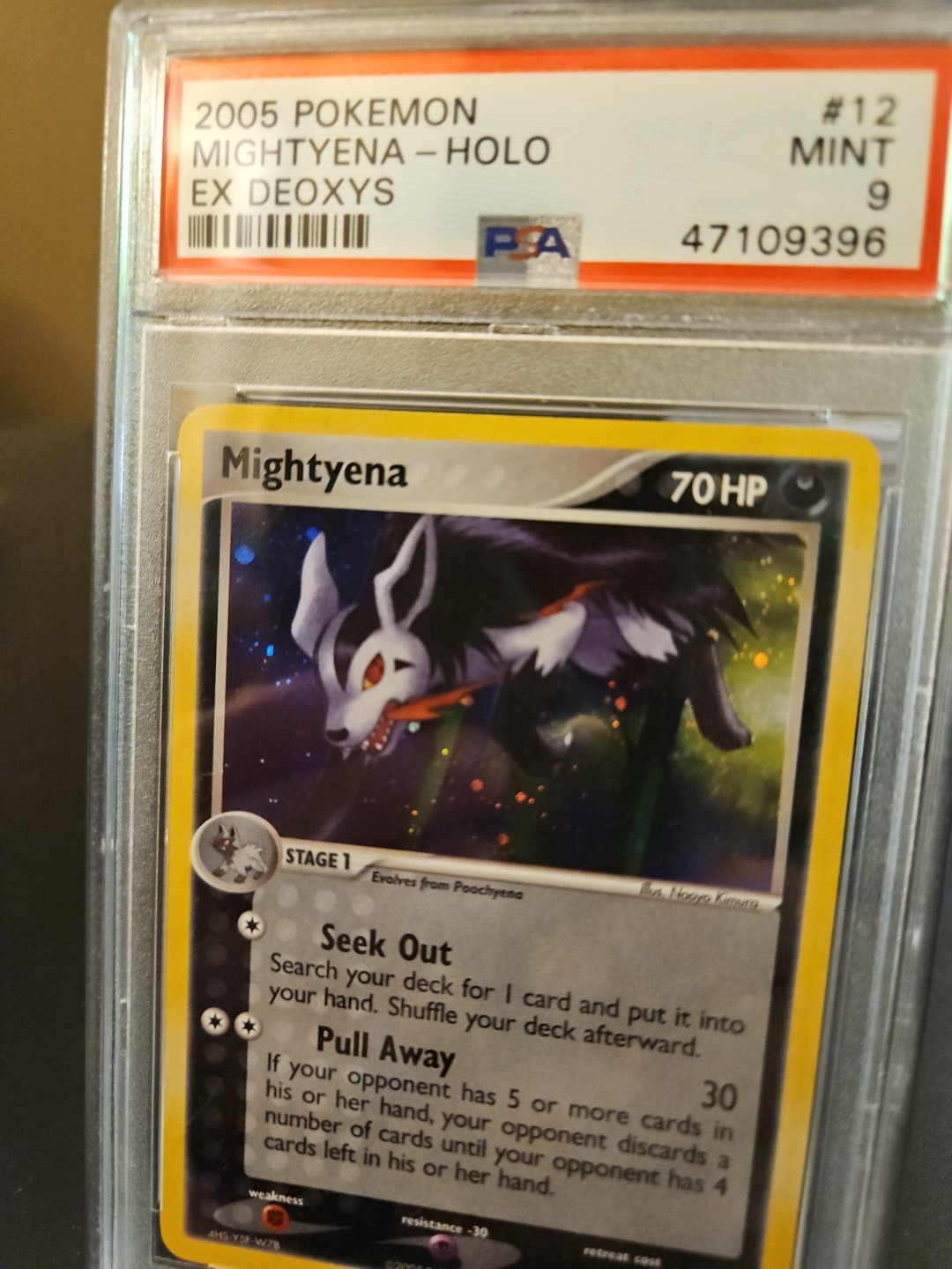 Pokemon 2005 EX Deoxys Mightyena #12  Holo PSA 9  Mint