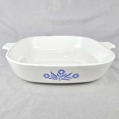 Vintage Corning Ware P-10-B 10'' White Casserole Dish with Blue Cornflower