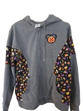 Disney Parks Mickey Minnie Mouse Pumpkin Halloween Hoodie Zip Up Sweatshirt M