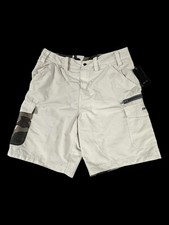 Vtg Reebok Mens Cargo Shorts Size M White Camo Flat Front Zipper Pocket