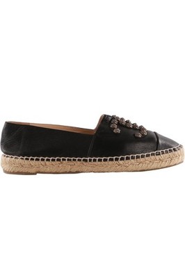 CHANEL BLACK 2015 CC LEATHER ESPADRILLES EU 41 UK 8 US 11