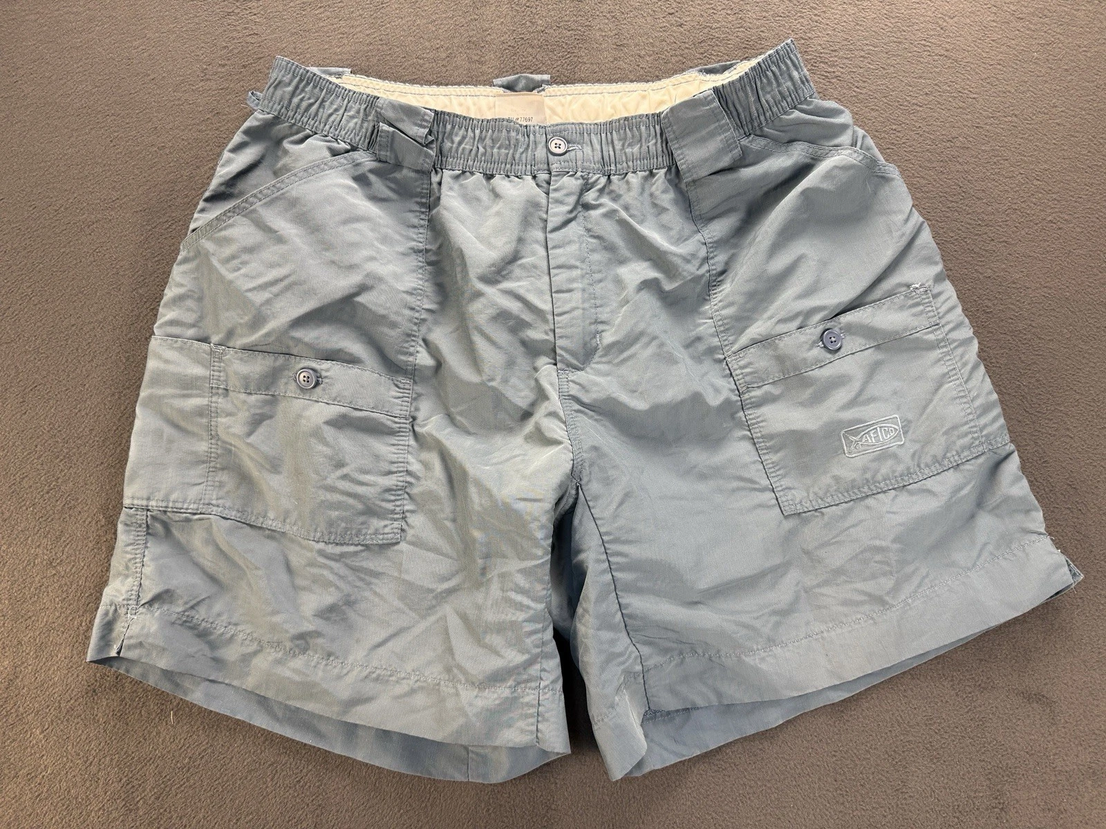 AFTCO Nylon Cargo Fishing Shorts Gray 38 Made USA Utility Pockets Hiking