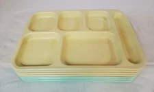 Vintage Dallas Ware School Lunch Cafeteria Divided Trays Green Yellow Lot of 7