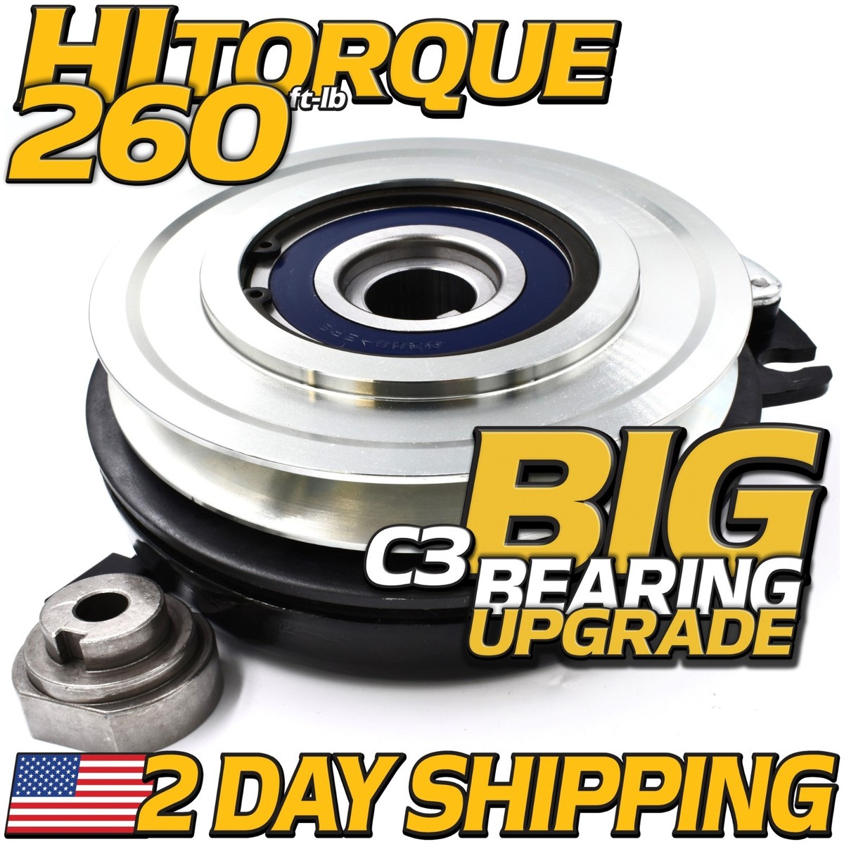 BIGBearing HiTorq 260ftlb (OEM 225) PTO Clutch fits BobCat 4165689
