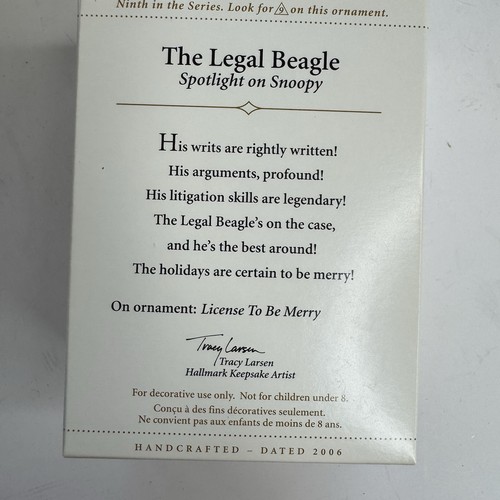 Spotlight On Snoopy The Legal Beagle Hallmark Keepsake Series Edition Ornament - Picture 2 of 5
