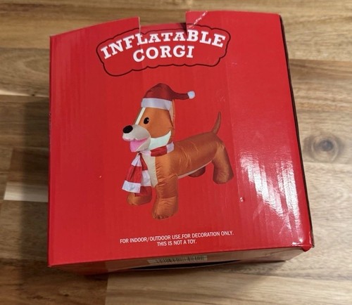 Inflatable Corgi Santa Hat Christmas Decor 36” X 13” X 27” Battery Operated - Picture 8 of 9