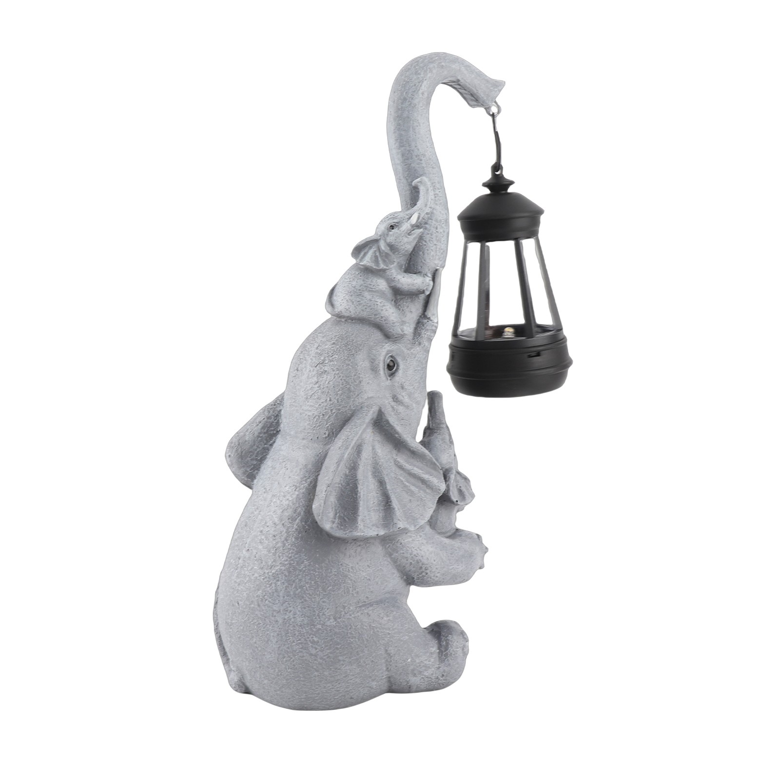 Solar Outdoor Garden Statues Lights Mother Cute Toddler Elephant Figurines With